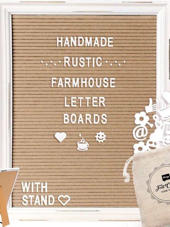 Other - Cappuccino Felt Letter Board Back to School Sign with Rustic Wood White Frame -